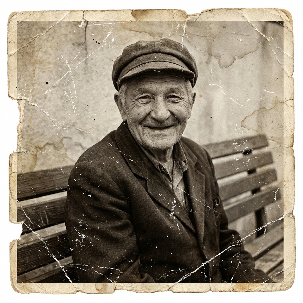 Old damaged photo before restoration